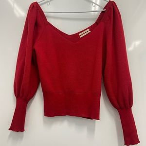 Red Anthropologie Sweetheart Neck Sweater